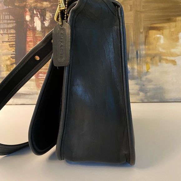 Coach Vintage Stewardess 9525 Black Leather Shoulder Bag Purse Gorgeous! - Picture 4 of 12